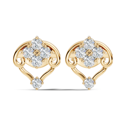 10k Solid Rose Gold Round Shape lab Grown & Natural Diamond Unique Every Wear Diamond Earrings - HIGHCARAT DIAMONDS