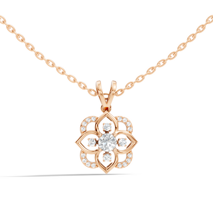 Round Diamond Necklace pendant In 18K Solid Gold Perfect Gift For Anniversary - HIGHCARAT DIAMONDS