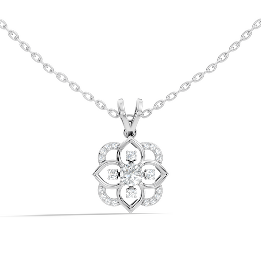 Round Diamond Necklace pendant In 18K Solid Gold Perfect Gift For Anniversary - HIGHCARAT DIAMONDS