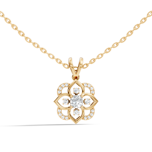 Round Diamond Necklace pendant In 18K Solid Gold Perfect Gift For Anniversary - HIGHCARAT DIAMONDS