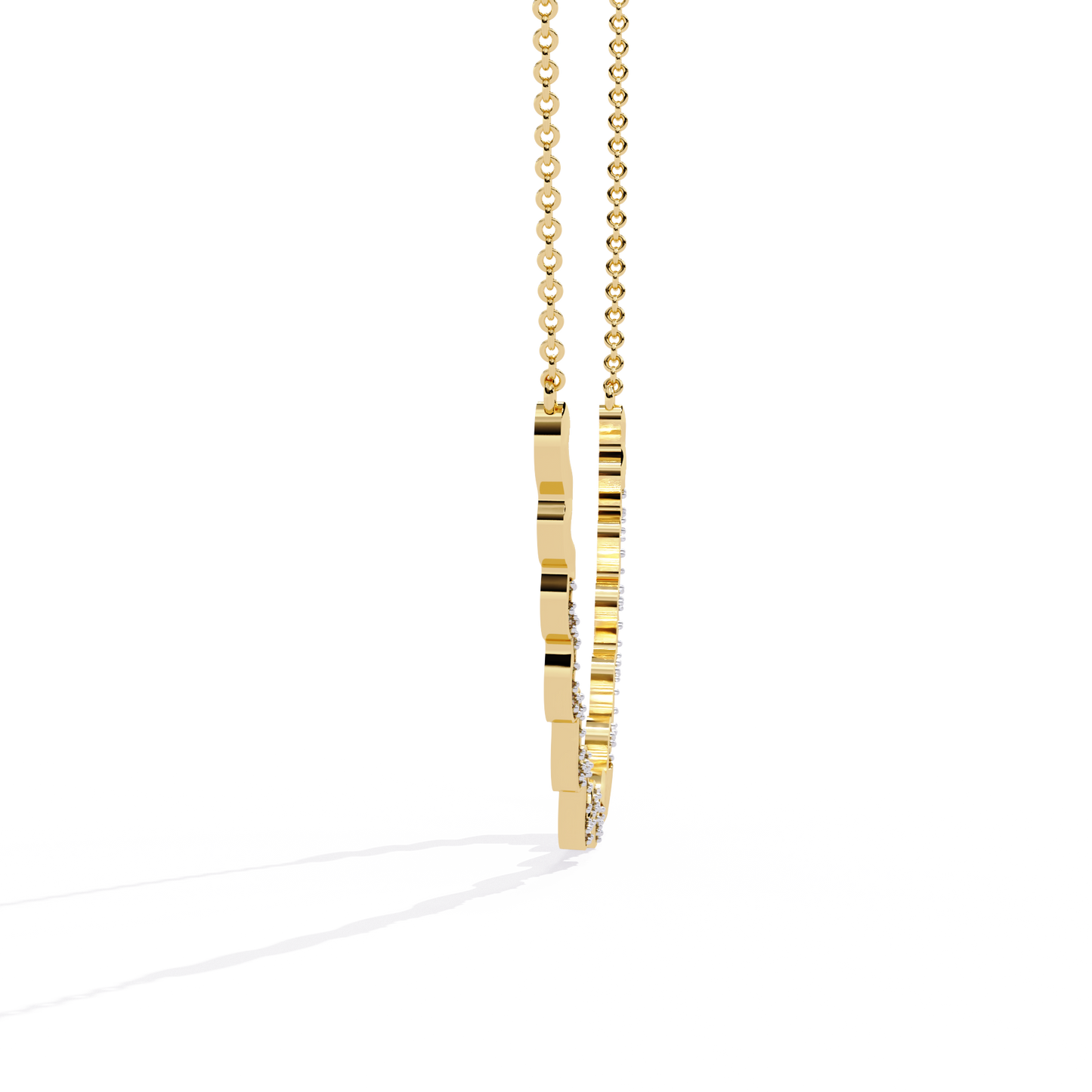 Designer diamond necklace with flowing wave silhouette