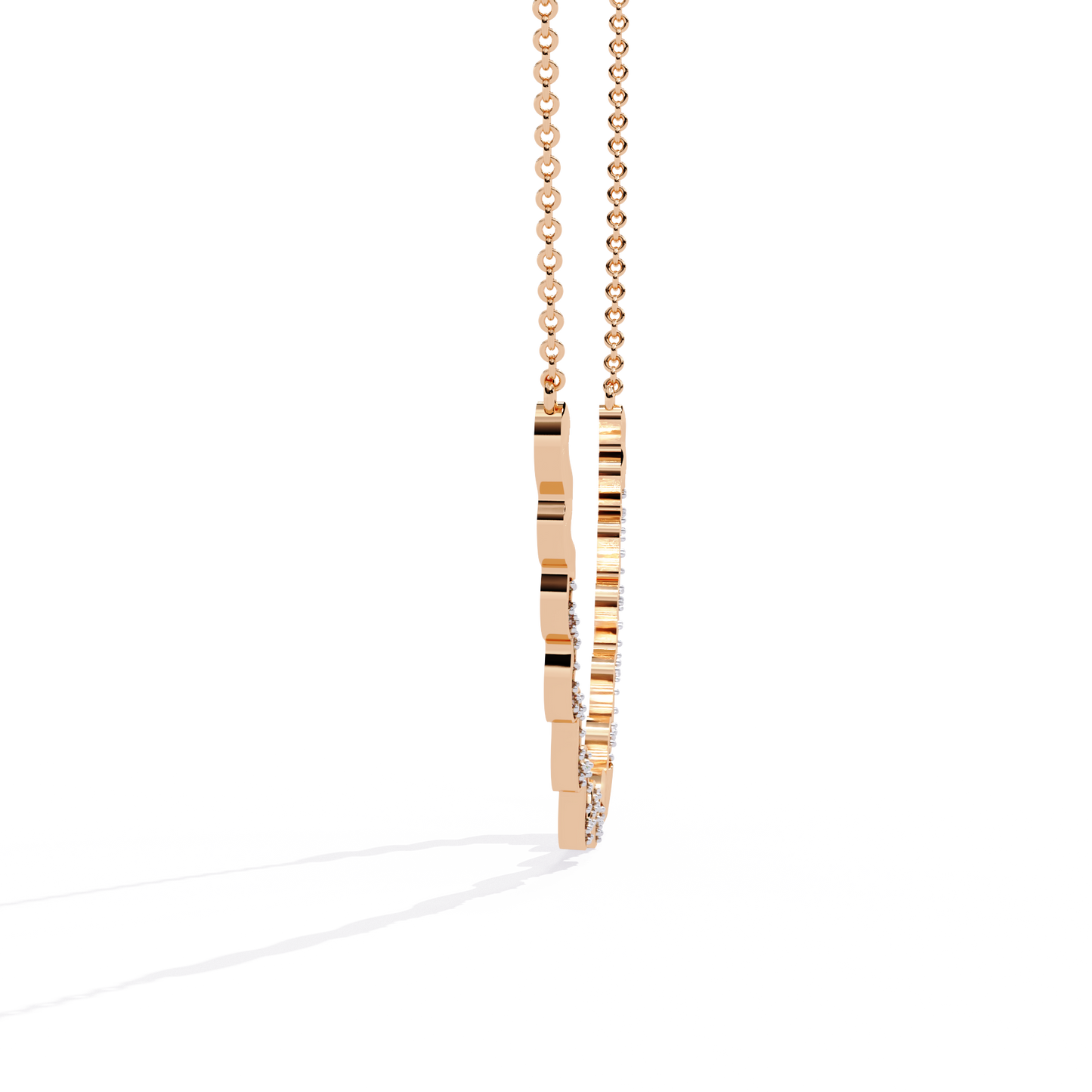 Minimal luxury diamond necklace with curved abstract design