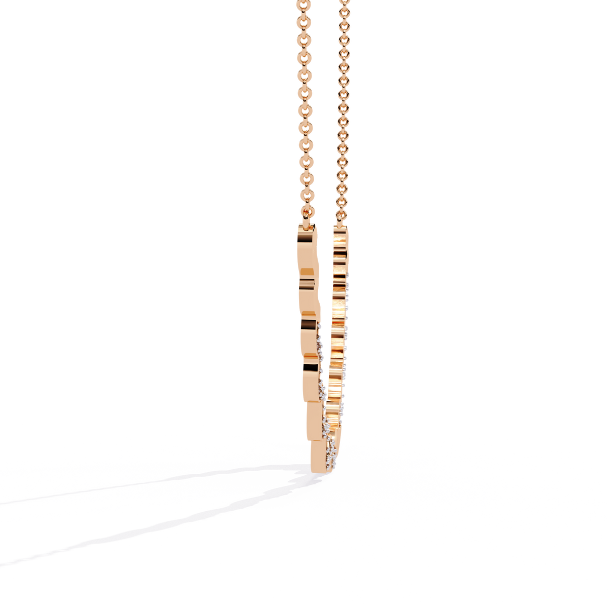 Minimal luxury diamond necklace with curved abstract design