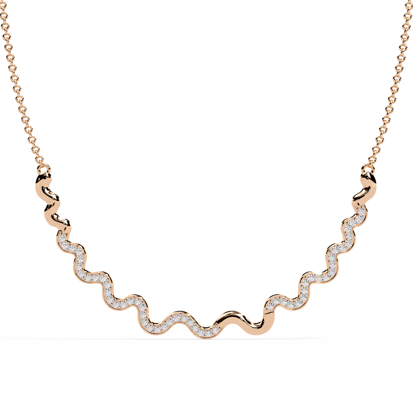 Modern curved diamond necklace with pavé detailing