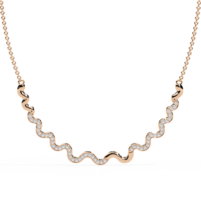 Modern curved diamond necklace with pavé detailing