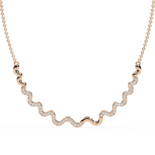 Modern curved diamond necklace with pavé detailing