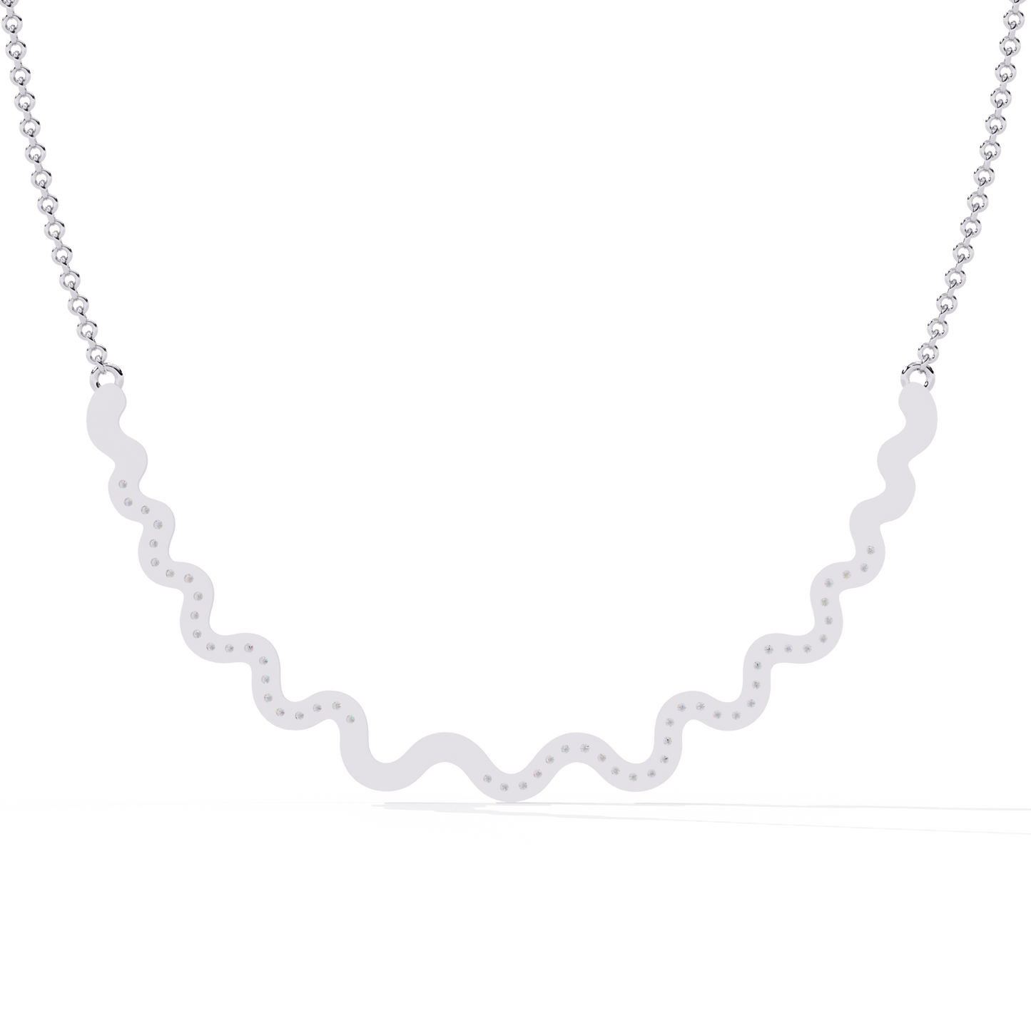 High jewelry wave necklace with brilliant round diamonds