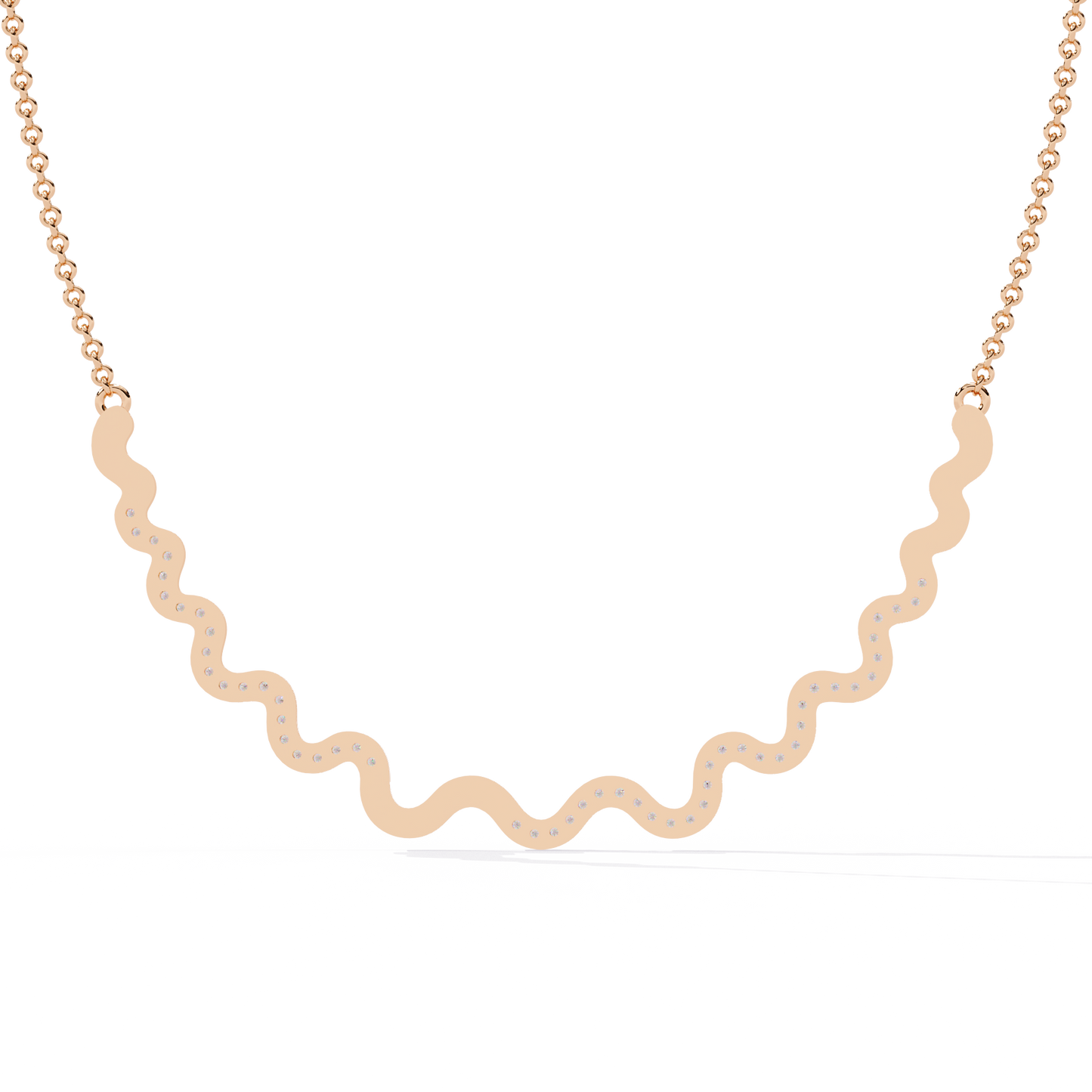 Artistic lab grown diamond necklace with fluid wave setting