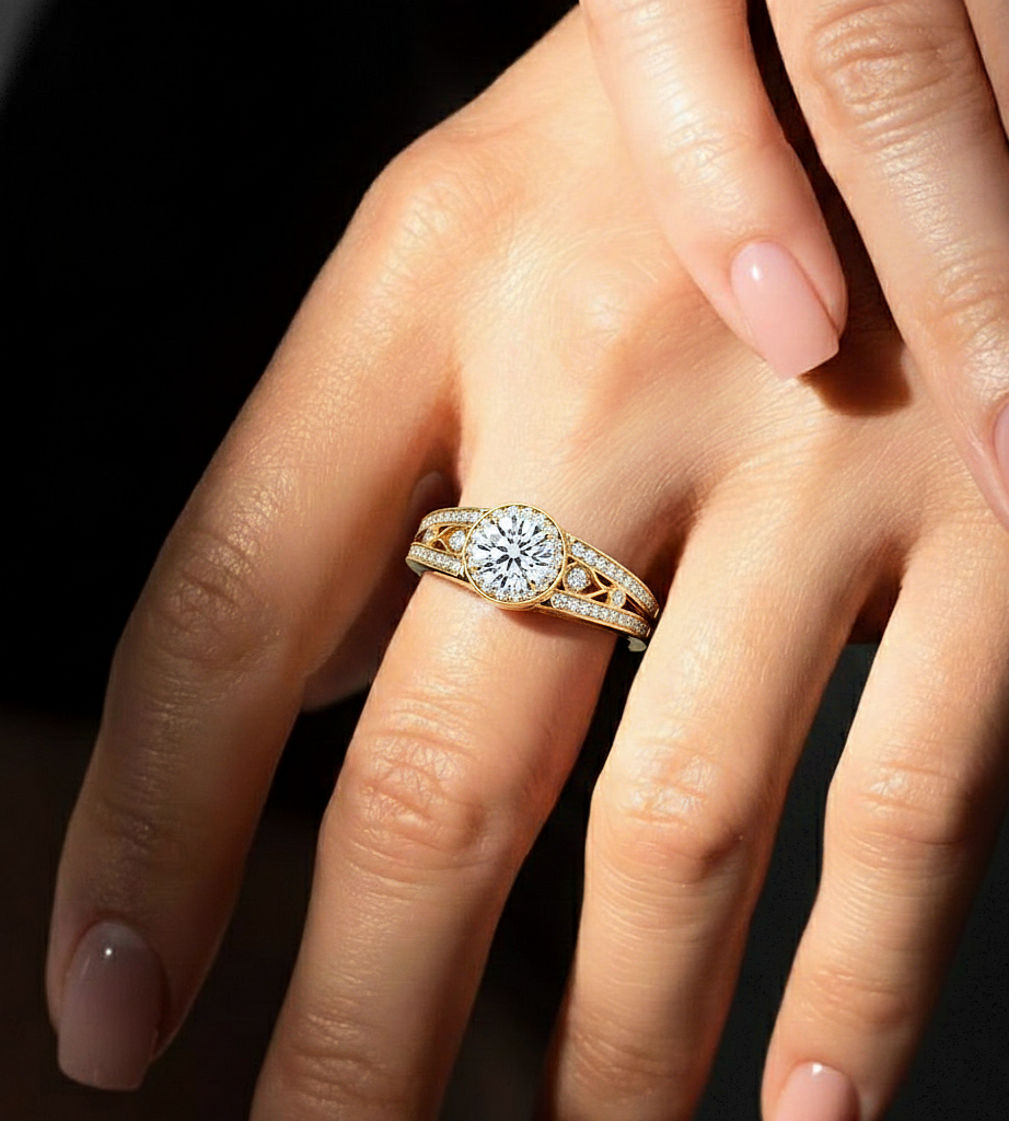 Round Cut  Lab Grown Diamond Wedding Ring for Her, 14k-18k Solid Gold Options Available and  Wear Everyday Basis - HIGHCARAT DIAMONDS #wearthelook