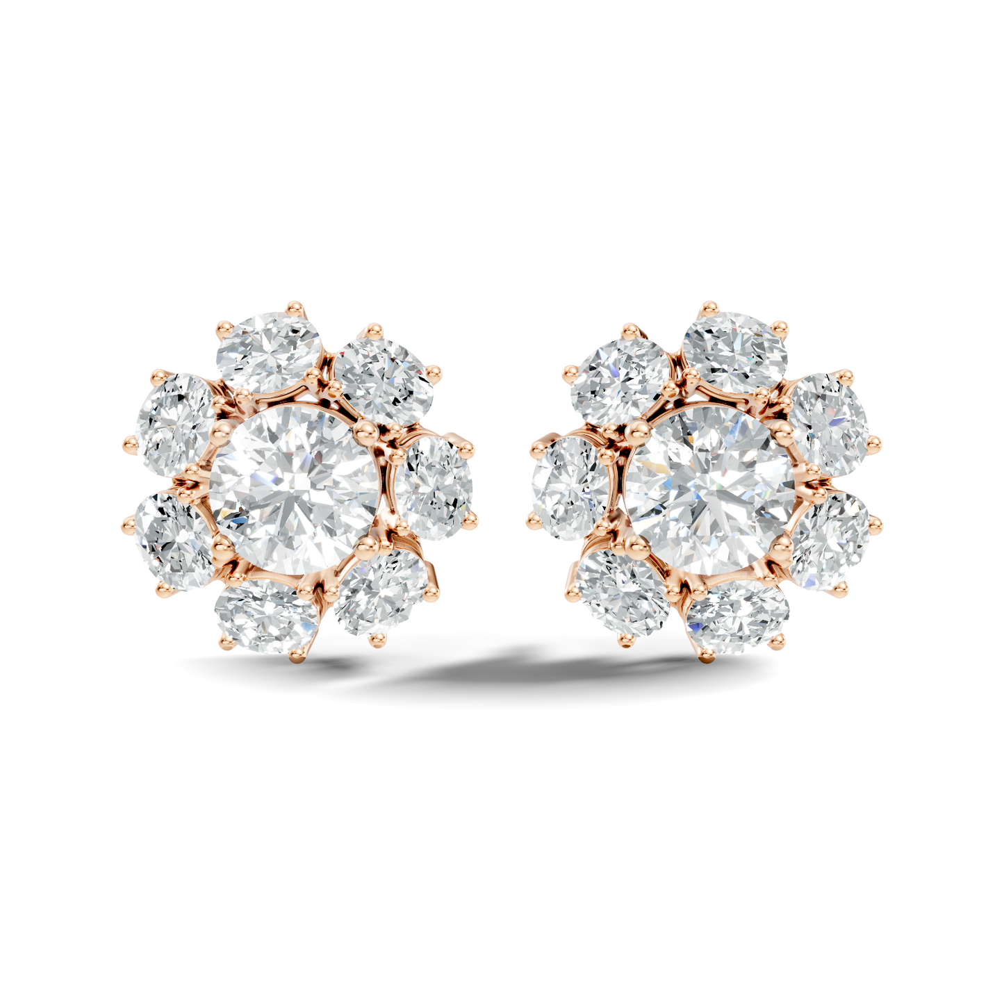 Oval Shape 8.44 CT Round Cut Diamond Delicate Classic Prong Set Dainty Stud Earring Gift for Women's - HIGHCARAT DIAMONDS