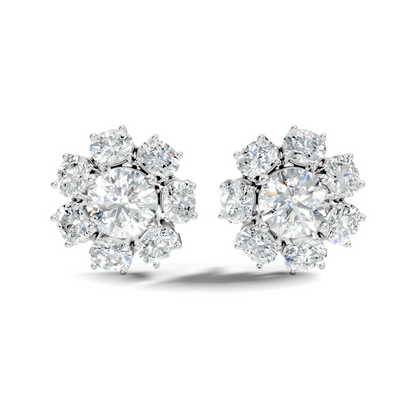 Oval Shape 8.44 CT Round Cut Diamond Delicate Classic Prong Set Dainty Stud Earring Gift for Women's - HIGHCARAT DIAMONDS