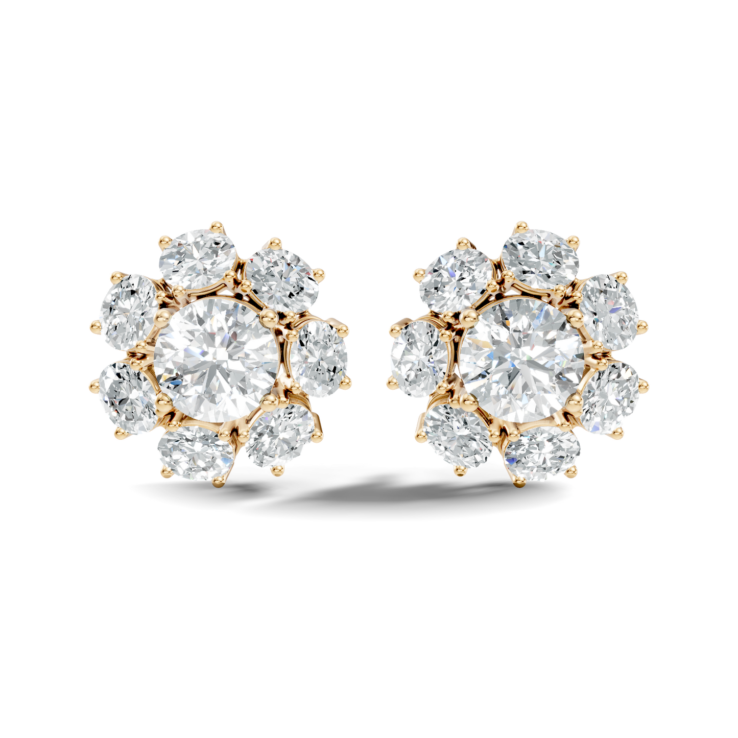 Oval Shape 8.44 CT Round Cut Diamond Delicate Classic Prong Set Dainty Stud Earring Gift for Women's - HIGHCARAT DIAMONDS