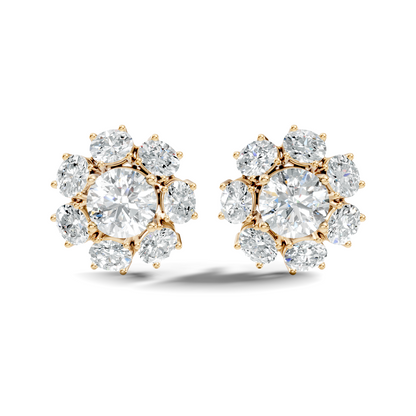 Oval Shape 8.44 CT Round Cut Diamond Delicate Classic Prong Set Dainty Stud Earring Gift for Women's - HIGHCARAT DIAMONDS