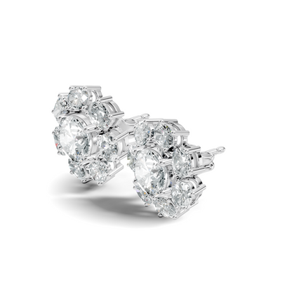 Oval Shape 8.44 CT Round Cut Diamond Delicate Classic Prong Set Dainty Stud Earring Gift for Women's - HIGHCARAT DIAMONDS