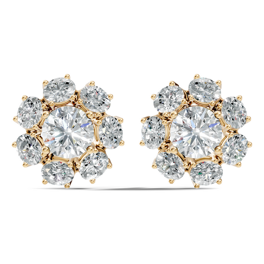 Oval Shape 8.44 CT Round Cut Diamond Delicate Classic Prong Set Dainty Stud Earring Gift for Women's - HIGHCARAT DIAMONDS