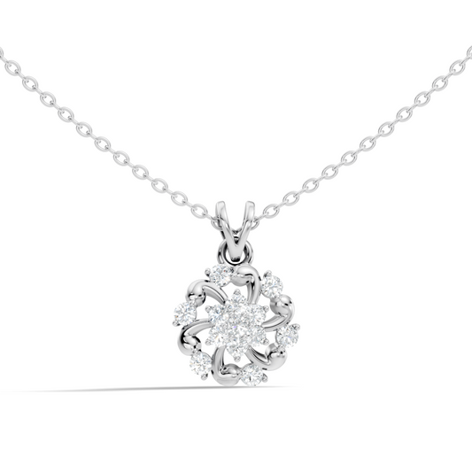Round Cut Diamond Anniversary Pendant Minimalist In 14K Solid White Gold Gift For Her - HIGHCARAT DIAMONDS