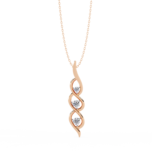 Round Cut Lab Grown - Natural Antique Shapes 14K Solid Rose Gold Delicate Vintage Necklace For bridal - HIGHCARAT DIAMONDS