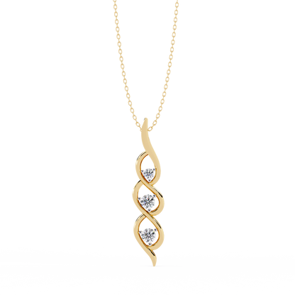 Round Cut Lab Grown - Natural Antique Shapes 14K Solid Rose Gold Delicate Vintage Necklace For bridal