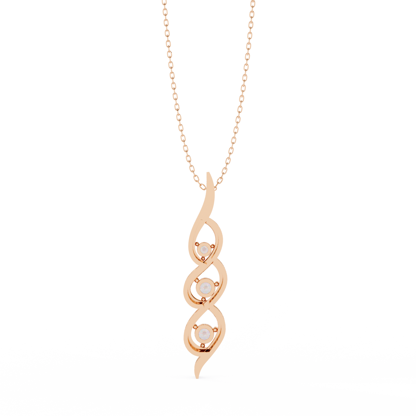 Round Cut Lab Grown - Natural Antique Shapes 14K Solid Rose Gold Delicate Vintage Necklace For bridal