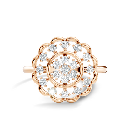 Round Cut Lab Grown & Natural Diamond Unique Flower Shape Dainty Wedding Wear Ring For Women's - HIGHCARAT DIAMONDS