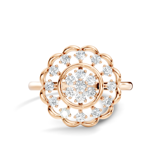 Round Cut Lab Grown & Natural Diamond Unique Flower Shape Dainty Wedding Wear Ring For Women's