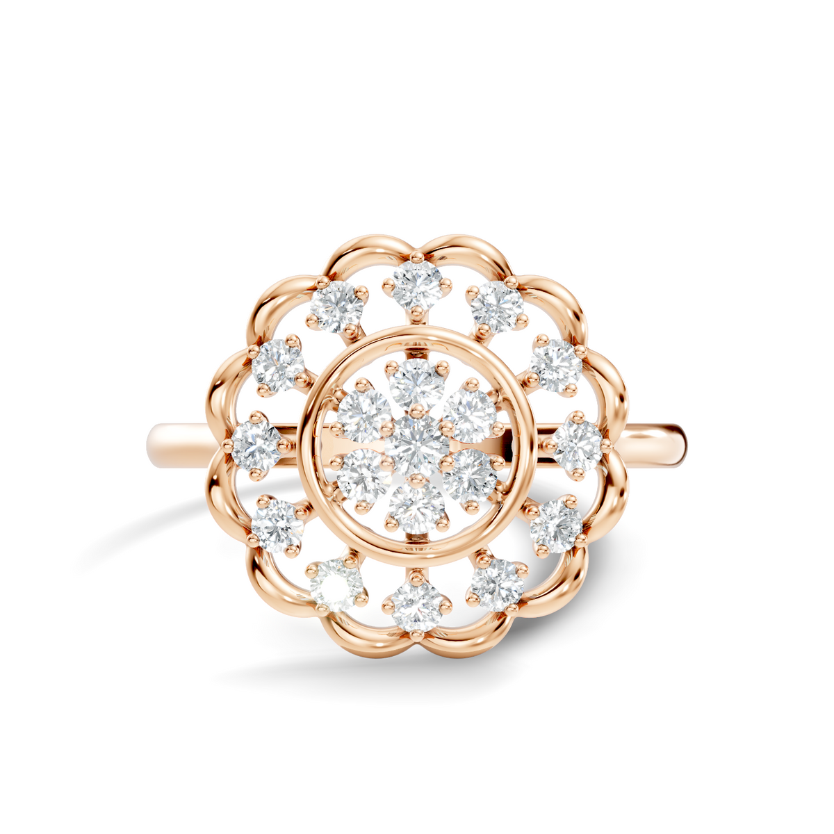 Round Cut Lab Grown & Natural Diamond Unique Flower Shape Dainty Wedding Wear Ring For Women's - HIGHCARAT DIAMONDS