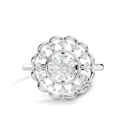 Round Cut Lab Grown & Natural Diamond Unique Flower Shape Dainty Wedding Wear Ring For Women's - HIGHCARAT DIAMONDS