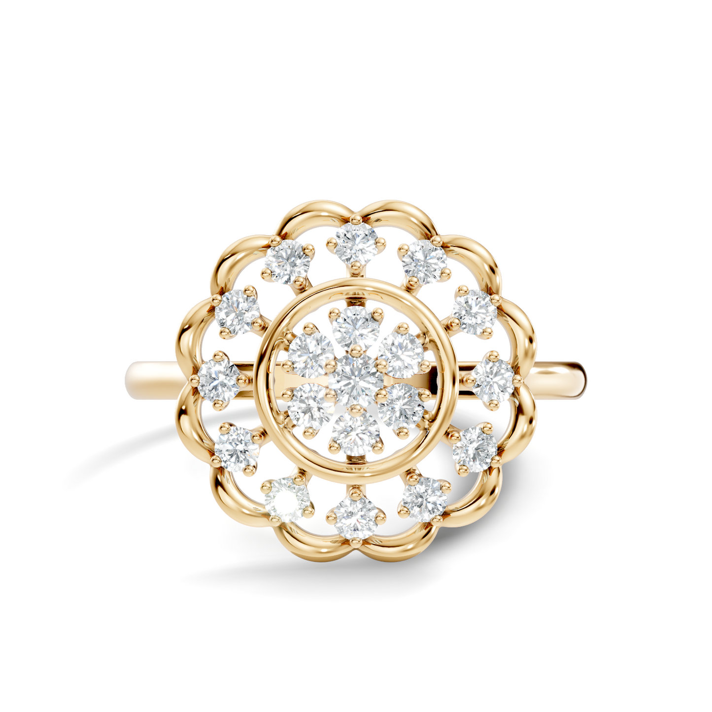 Round Cut Lab Grown & Natural Diamond Unique Flower Shape Dainty Wedding Wear Ring For Women's - HIGHCARAT DIAMONDS