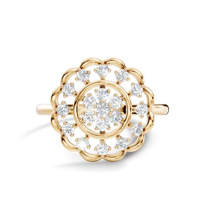 Round Cut Lab Grown & Natural Diamond Unique Flower Shape Dainty Wedding Wear Ring For Women's - HIGHCARAT DIAMONDS
