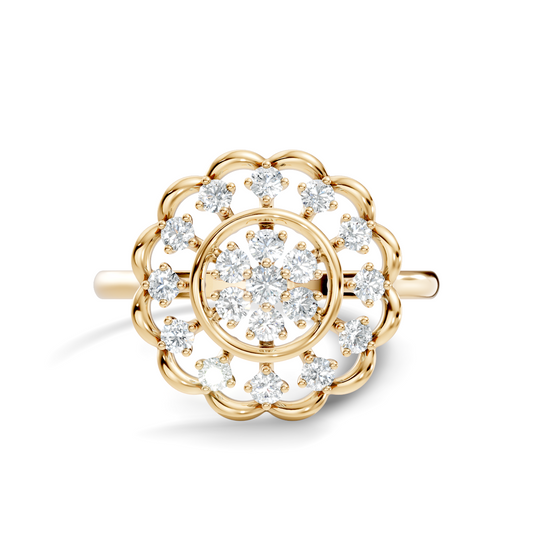 Round Cut Lab Grown & Natural Diamond Unique Flower Shape Dainty Wedding Wear Ring For Women's - HIGHCARAT DIAMONDS