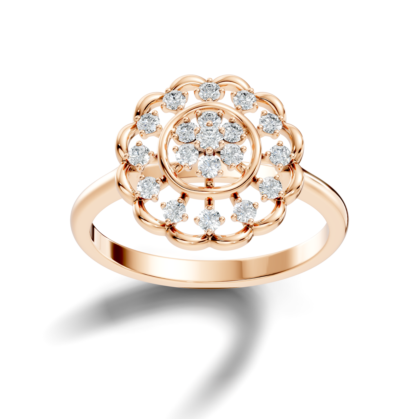 Round Cut Lab Grown & Natural Diamond Unique Flower Shape Dainty Wedding Wear Ring For Women's - HIGHCARAT DIAMONDS
