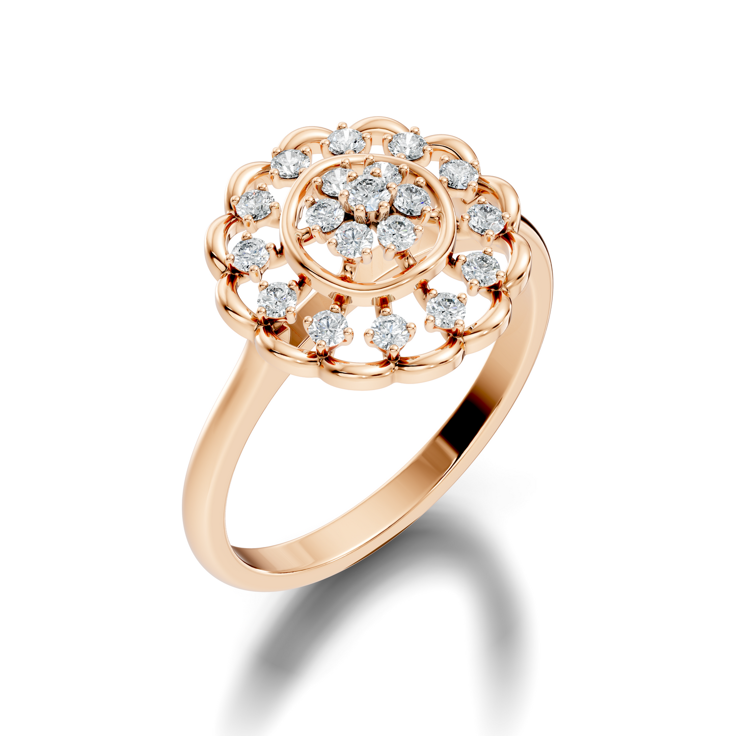 Round Cut Lab Grown & Natural Diamond Unique Flower Shape Dainty Wedding Wear Ring For Women's - HIGHCARAT DIAMONDS