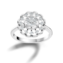 Round Cut Lab Grown & Natural Diamond Unique Flower Shape Dainty Wedding Wear Ring For Women's - HIGHCARAT DIAMONDS