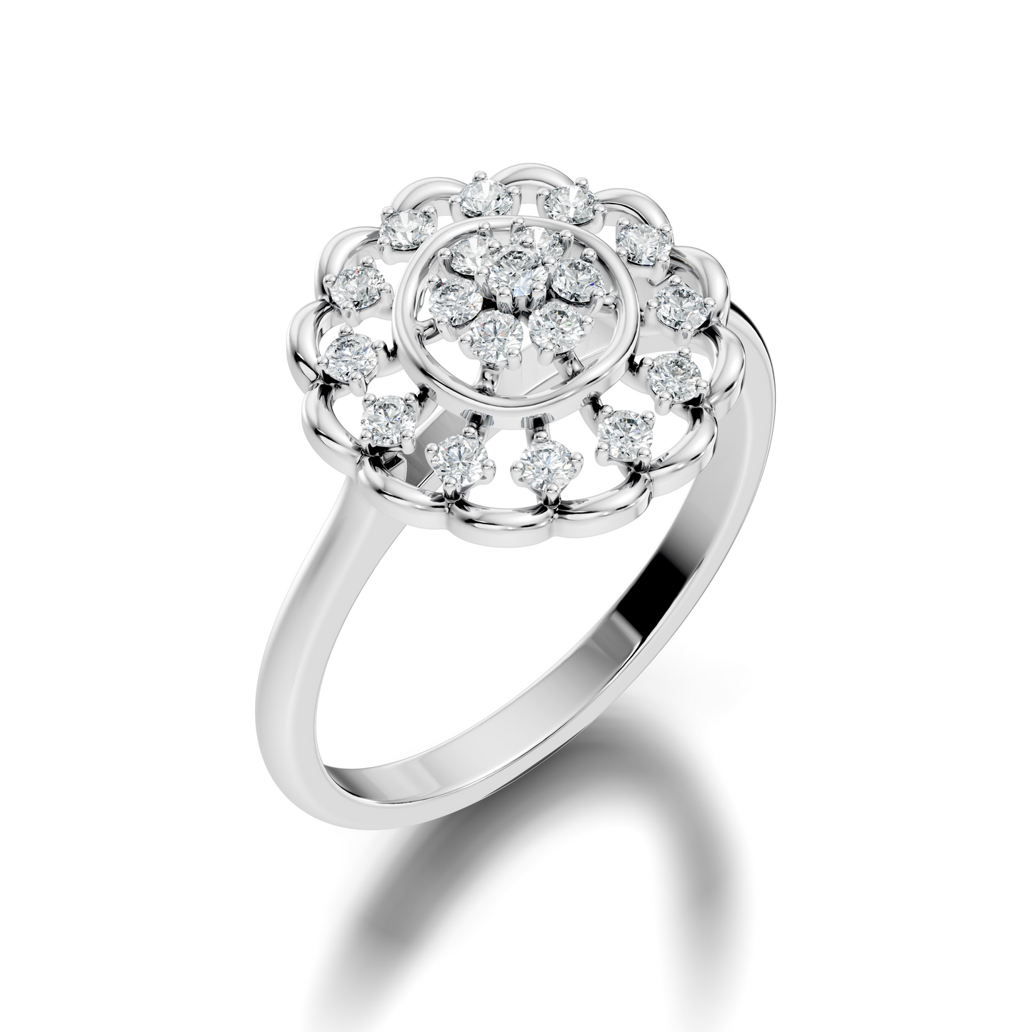 Round Cut Lab Grown & Natural Diamond Unique Flower Shape Dainty Wedding Wear Ring For Women's - HIGHCARAT DIAMONDS