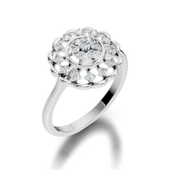 Round Cut Lab Grown & Natural Diamond Unique Flower Shape Dainty Wedding Wear Ring For Women's - HIGHCARAT DIAMONDS