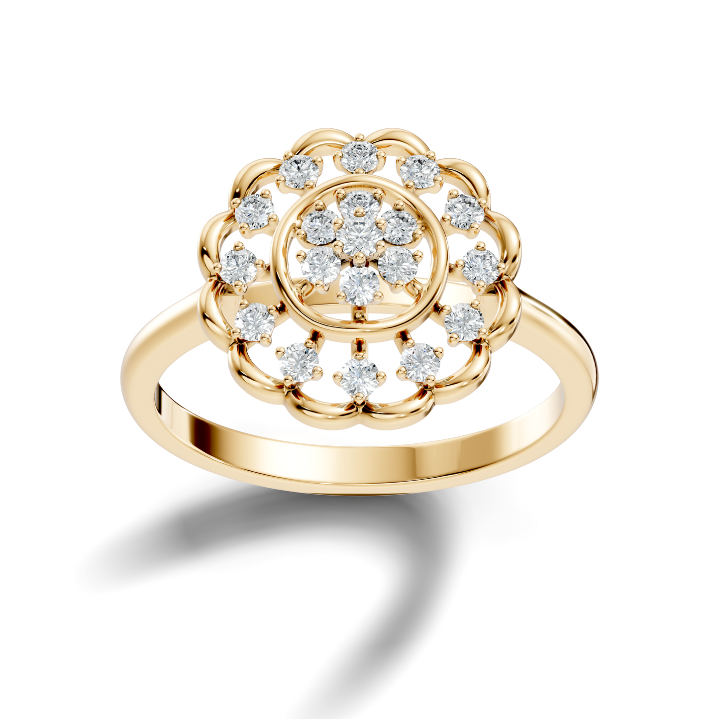 Round Cut Lab Grown & Natural Diamond Unique Flower Shape Dainty Wedding Wear Ring For Women's - HIGHCARAT DIAMONDS