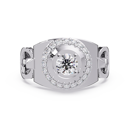 Round Cut Lab Grown Prong Set Men's Diamond Signet Ring - HIGHCARAT DIAMONDS