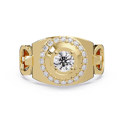 Round Cut Lab Grown Prong Set Men's Diamond Signet Ring - HIGHCARAT DIAMONDS
