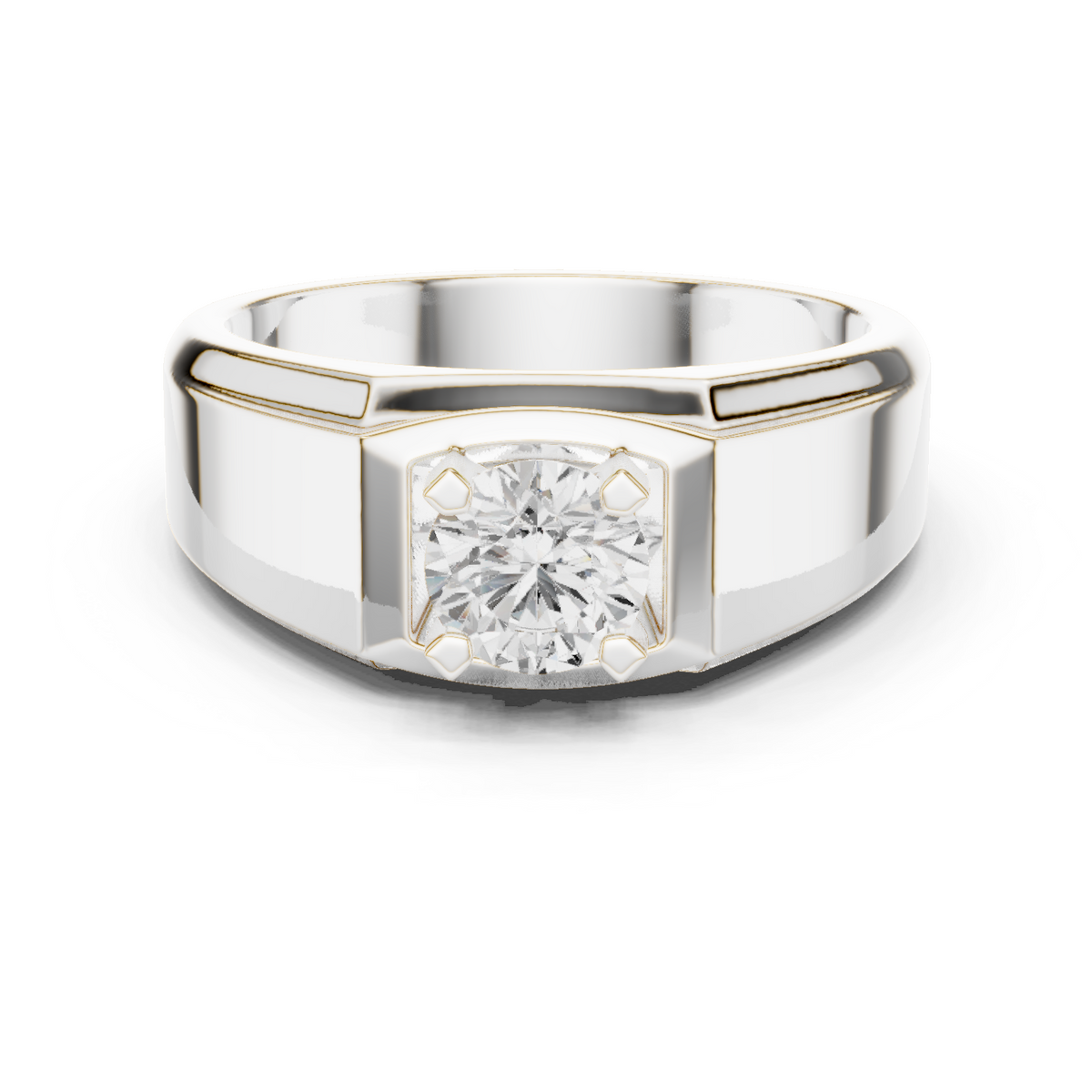 18k Solid Rose Gold Round Cut Lab Grown Diamond Sizzling Sparkling Every Day Classic Diamond Ring for Men - HIGHCARAT DIAMONDS