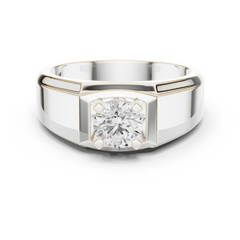 18k Solid Rose Gold Round Cut Lab Grown Diamond Sizzling Sparkling Every Day Classic Diamond Ring for Men - HIGHCARAT DIAMONDS
