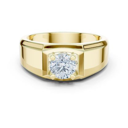 18k Solid Rose Gold Round Cut Lab Grown Diamond Sizzling Sparkling Every Day Classic Diamond Ring for Men - HIGHCARAT DIAMONDS