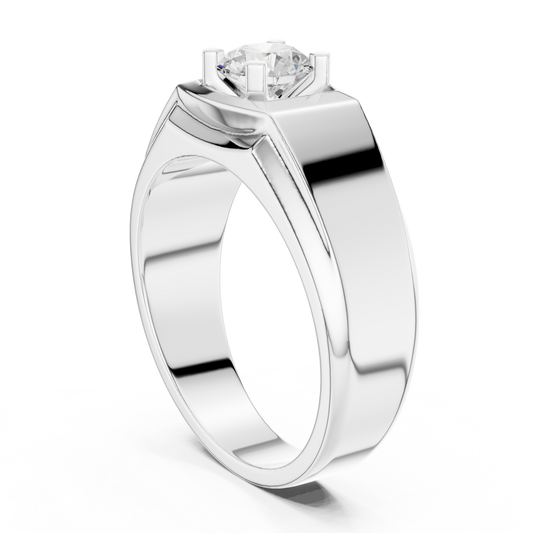 18k Solid Rose Gold Round Cut Lab Grown Diamond Sizzling Sparkling Every Day Classic Diamond Ring for Men - HIGHCARAT DIAMONDS