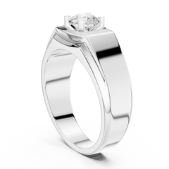 18k Solid Rose Gold Round Cut Lab Grown Diamond Sizzling Sparkling Every Day Classic Diamond Ring for Men - HIGHCARAT DIAMONDS