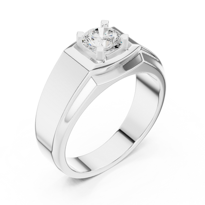 18k Solid Rose Gold Round Cut Lab Grown Diamond Sizzling Sparkling Every Day Classic Diamond Ring for Men - HIGHCARAT DIAMONDS