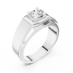18k Solid Rose Gold Round Cut Lab Grown Diamond Sizzling Sparkling Every Day Classic Diamond Ring for Men - HIGHCARAT DIAMONDS
