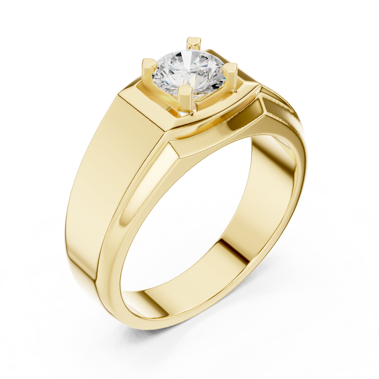 18k Solid Rose Gold Round Cut Lab Grown Diamond Sizzling Sparkling Every Day Classic Diamond Ring for Men - HIGHCARAT DIAMONDS