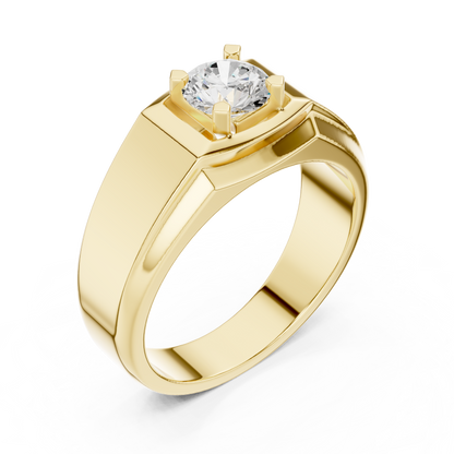 18k Solid Rose Gold Round Cut Lab Grown Diamond Sizzling Sparkling Every Day Classic Diamond Ring for Men - HIGHCARAT DIAMONDS
