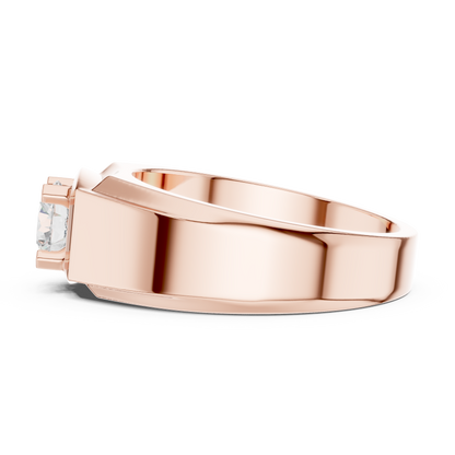 18k Solid Rose Gold Round Cut Lab Grown Diamond Sizzling Sparkling Every Day Classic Diamond Ring for Men - HIGHCARAT DIAMONDS