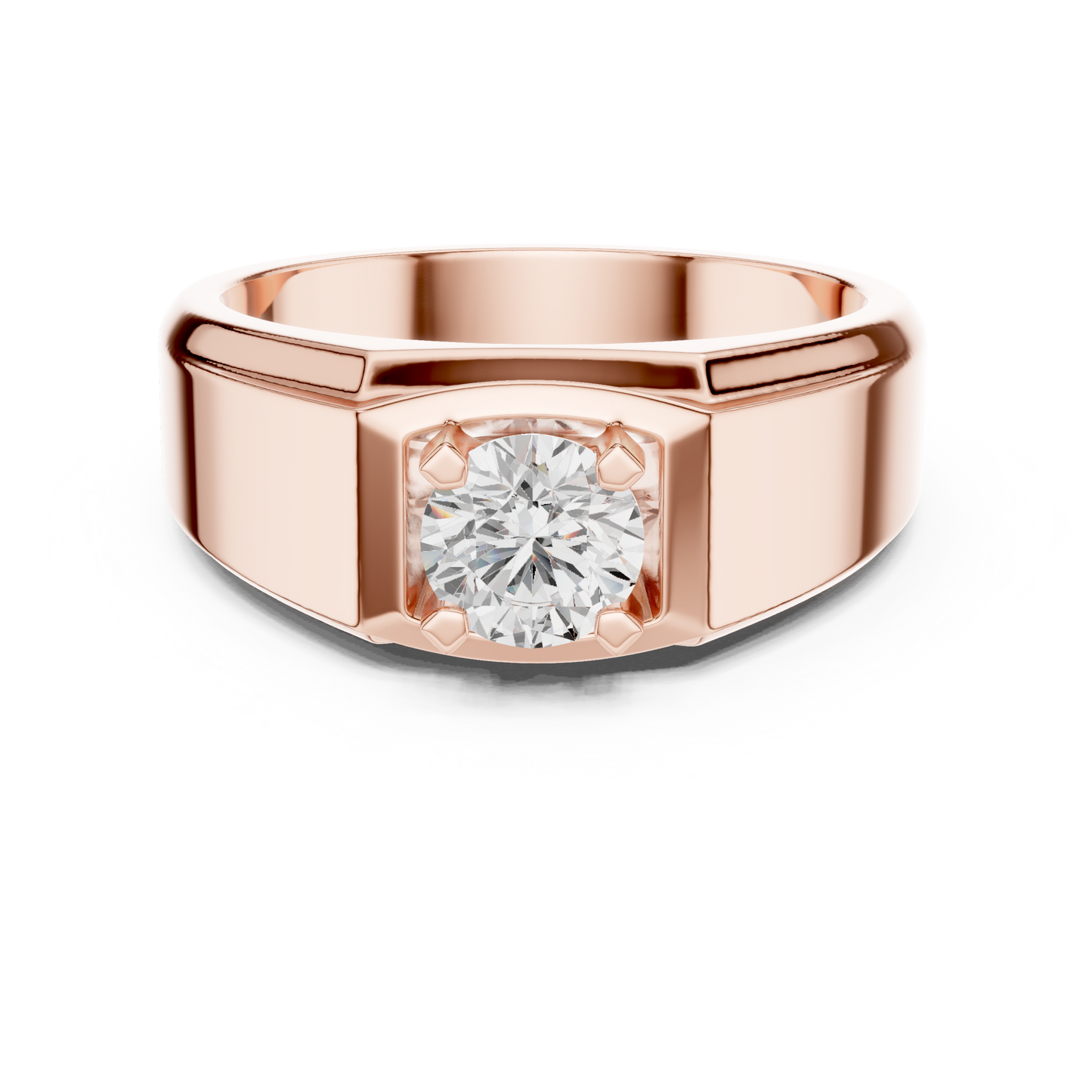 18k Solid Rose Gold Round Cut Lab Grown Diamond Sizzling Sparkling Every Day Classic Diamond Ring for Men - HIGHCARAT DIAMONDS