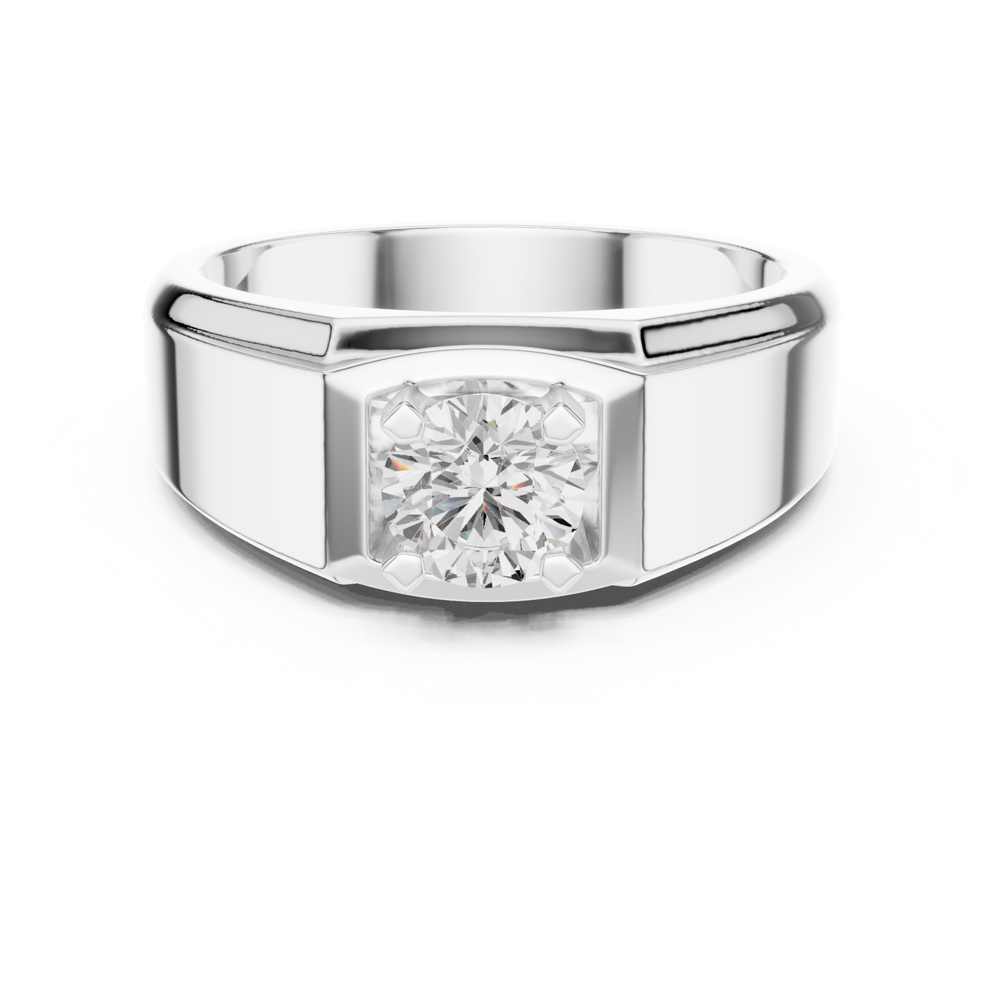 18k Solid Rose Gold Round Cut Lab Grown Diamond Sizzling Sparkling Every Day Classic Diamond Ring for Men - HIGHCARAT DIAMONDS